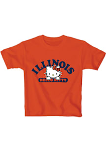 Illinois Fighting Illini Girls Orange Hello Kitty Team Wordmark Short Sleeve Tee