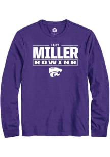 Lacy Miller Mens Purple K-State Wildcats NIL Stacked Box Long Sleeve Player T Shirt