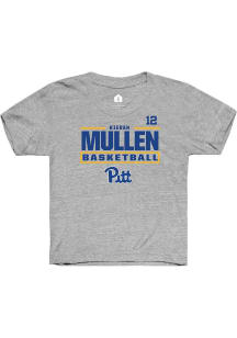 Kieran Mullen Youth Grey Pitt Panthers NIL Stacked Box Short Sleeve Player T-Shirt