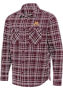 Mens Minnesota Golden Gophers Maroon Antigua Private Long Sleeve Dress Shirt