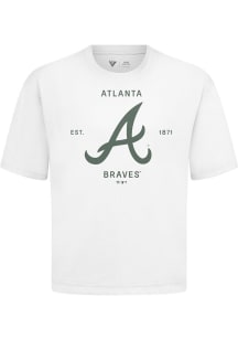 Levelwear Atlanta Braves White Signature Knit Crossway Short Sleeve Fashion T Shirt