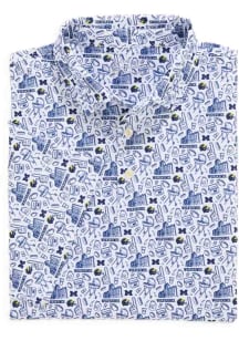 Vineyard Vines Michigan Wolverines Mens White Sankaty Tailgate Short Sleeve Fashion Polo