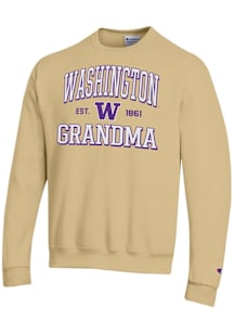 Champion Washington Huskies Mens Gold Est. Date Grandma Powerblend Long Sleeve Crew Sweatshirt