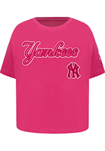 Pro Standard New York Yankees Girls Pink Classic Triple Pink Short Sleeve Fashion T-Shirt