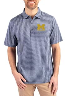 Michigan Wolverines Blue Cutter and Buck Letterwinners M Club Forge Heather Stripe Big and Tall Po..