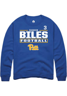 Rasheem Biles Rally Mens Blue Pitt Panthers NIL Stacked Box Player Crew