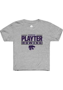 Kiersten Playter Youth Grey K-State Wildcats NIL Stacked Box Short Sleeve Player T-Shirt