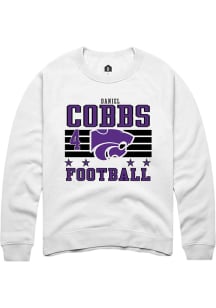 Daniel Cobbs Rally Mens White K-State Wildcats NIL Striped Player Crew