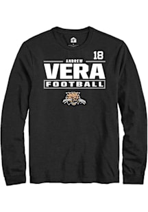 Andrew Vera Ohio Bobcats Black Football NIL Stacked Box Long Sleeve Player T Shirt