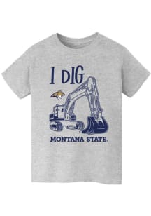 Vive La Fete Montana State Bobcats Youth Grey Excavator Short Sleeve T-Shirt