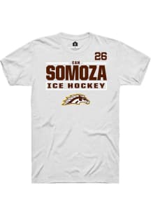Ean Somoza Rally Mens White Western Michigan Broncos NIL Stacked Box Player T Shirt
