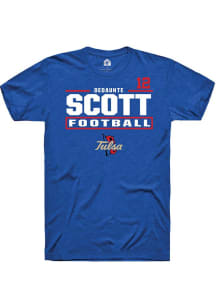 Dedaunte Scott Rally Mens Blue Tulsa Golden Hurricane NIL Stacked Box Player T Shirt
