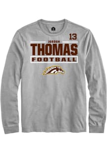 Jordon Thomas Rally Mens Grey Western Michigan Broncos NIL Stacked Box Tee