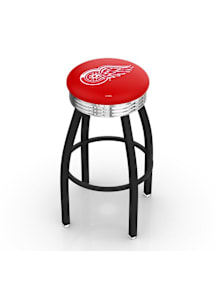 Detroit Red Wings 3 Ring Chrome Seat Pub Stool - Black