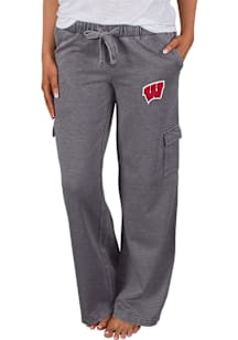 Womens Wisconsin Badgers Charcoal Concepts Sport Trackside Cargo Loungewear Sleep Pants
