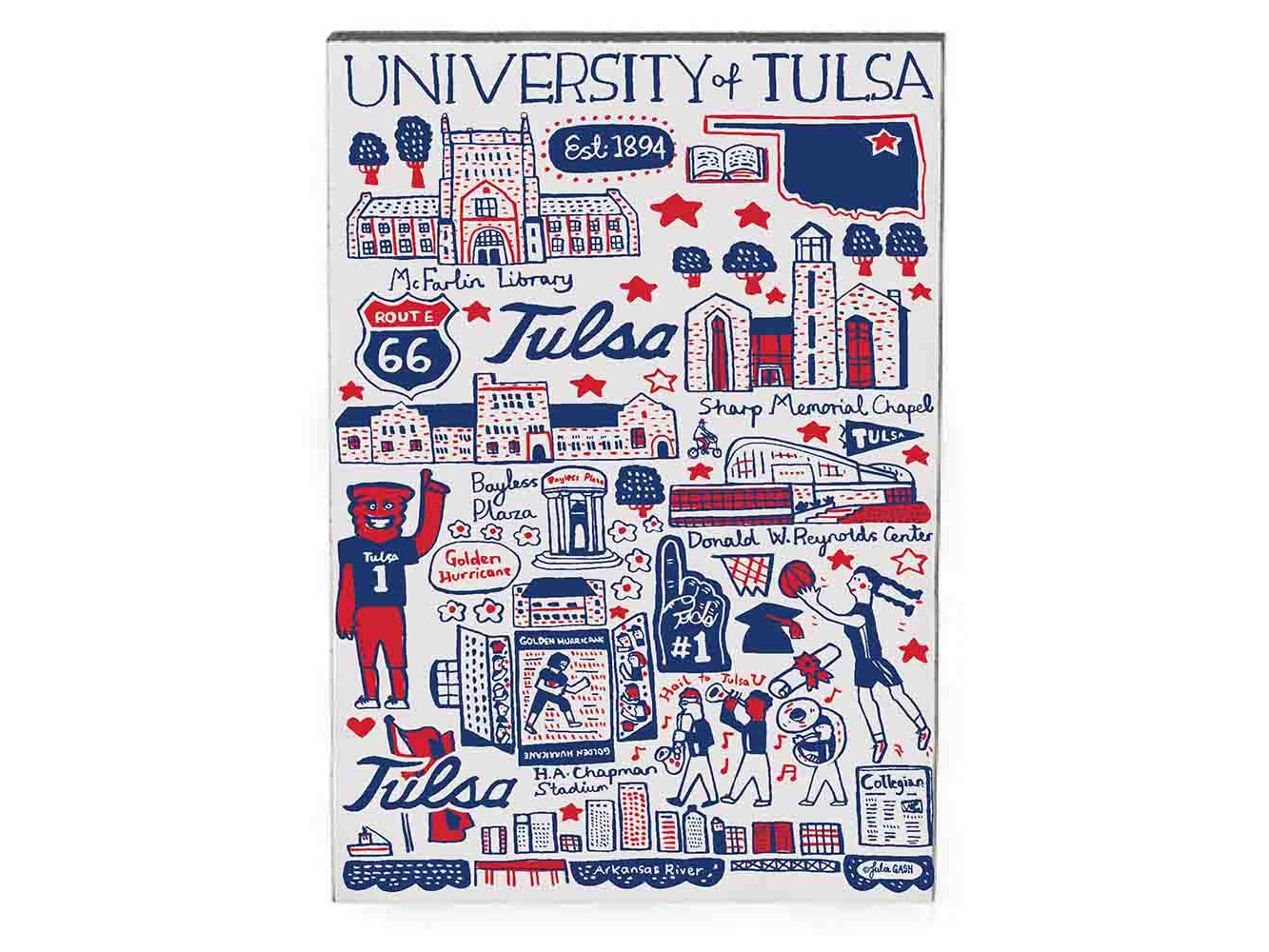 University Of Tulsa Golden Hurricane Stacked Logo Car Decal | Official NCAA Vinyl Bumper Sticker, 5" X 3", Weather Resistant