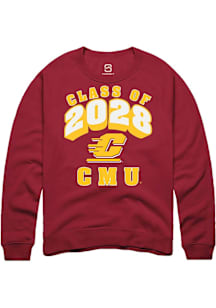 Summit Sportswear Central Michigan Chippewas Mens Maroon Class of 2028 Long Sleeve Crew Sweatshirt