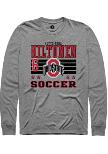 Nette-Nina Hiltunen Mens Grey Ohio State Buckeyes NIL Striped Long Sleeve Player T Shirt