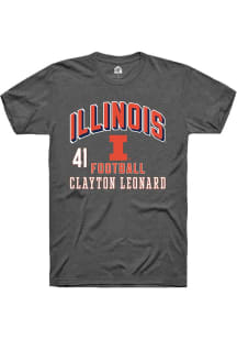 Clayton Leonard Rally Mens Dark Grey Illinois Fighting Illini NIL Arch Logo Player T Shirt