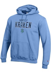 Champion Seattle Kraken Mens Light Blue Stacked Team Logo Powerblend Long Sleeve Hoodie