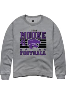 Ashton Moore Rally Mens Grey K-State Wildcats NIL Striped Player Crew