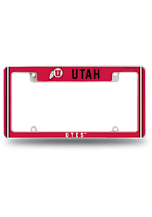 Utah Utes Classic All Over Chrome License Plate Frame - White