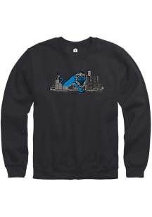 Detroit Mens Black Lion Skyline Long Sleeve Crew Sweatshirt