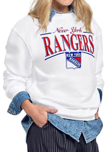 Starter New York Rangers Womens White Arch Stripe Crew Sweatshirt