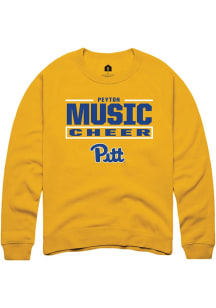 Peyton Music Rally Mens Gold Pitt Panthers NIL Stacked Box Player Crew