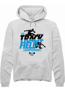 Mens Big Ten White Rally 2025 Mens &amp; Womens Indoor Track &amp; Field Championship Hooded Sweatshirt