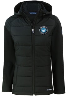 Cutter and Buck Charlotte FC Womens Black Evoke Hood Heavy Weight Jacket