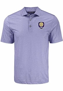 Cutter and Buck Orlando City SC Mens Lavender Pike Shadow Check Short Sleeve Polo