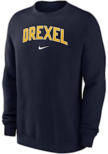 Nike Drexel Dragons Mens Navy Blue Fleece Long Sleeve Crew Sweatshirt