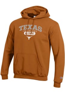 Champion Texas Longhorns Mens Burnt Orange Pill Alumni Powerblend Long Sleeve Hoodie