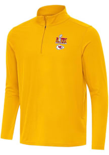 Antigua Kansas City Chiefs Mens Gold 2024 Super Bowl Bound Intent Long Sleeve Qtr Zip Pullover