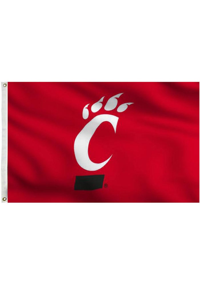 Cincinnati Bearcats 3x5 Red Grommet Red Silk Screen Grommet Flag