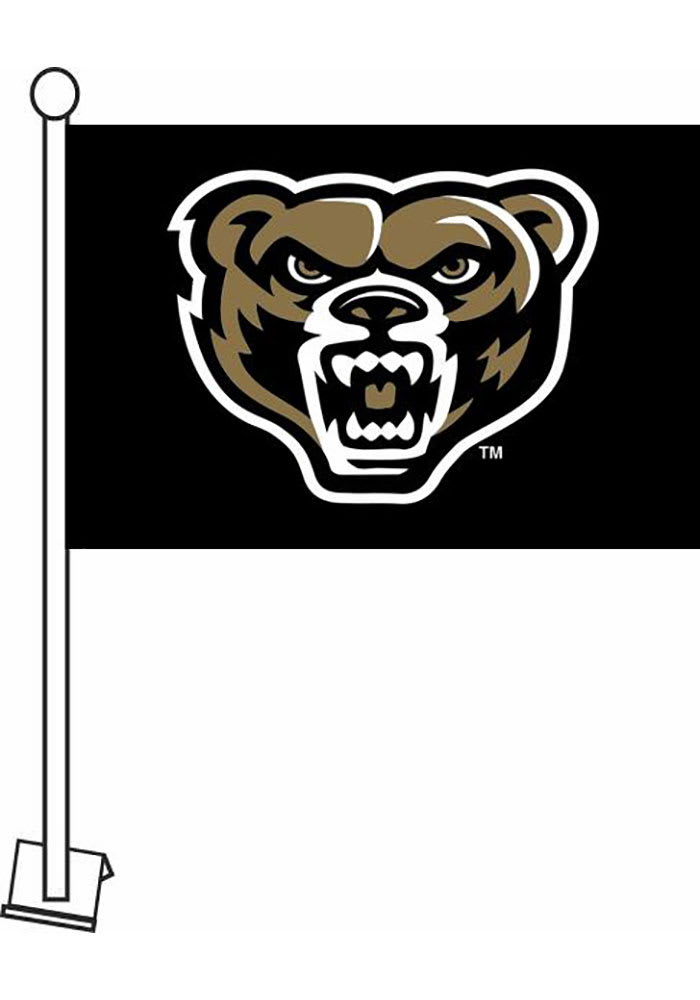 Oakland University Golden Grizzlies 11x16 Silk Screen Car Flag - Black