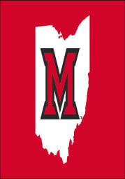 Miami RedHawks State Shape 3x5 Ft Red Silk Screen Grommet Flag