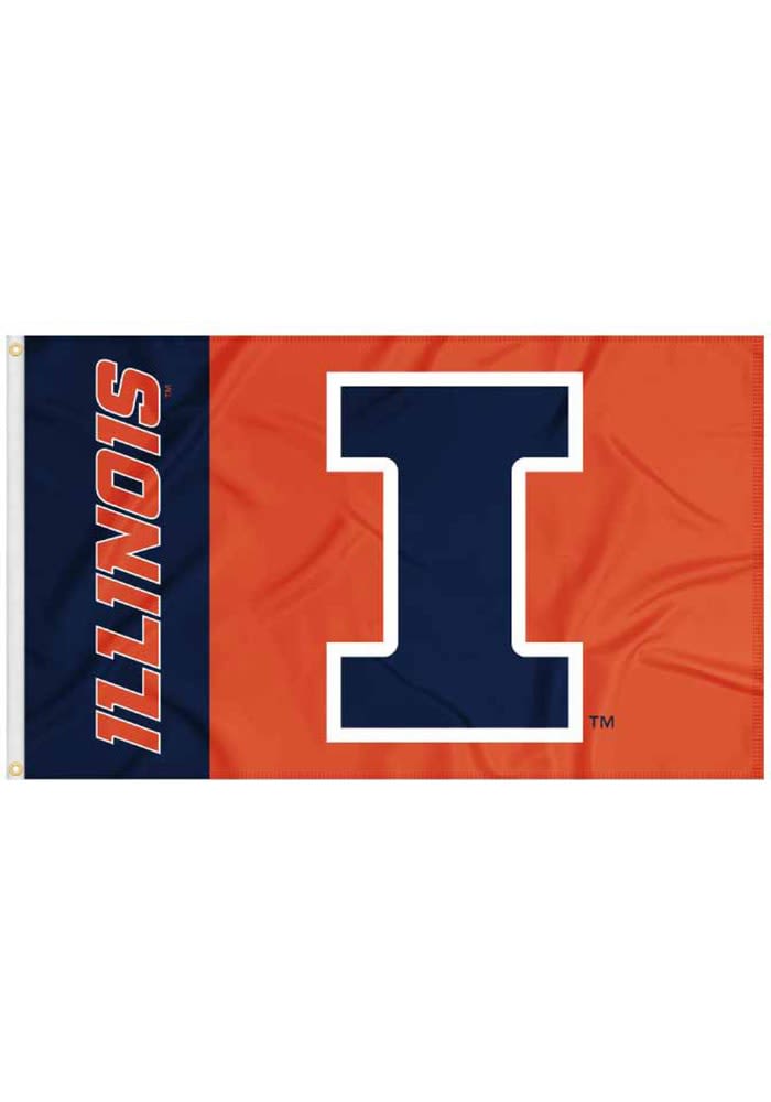 Illinois Fighting Illini ORANGE 3x5 2 Panel Silk Screen Grommet Flag