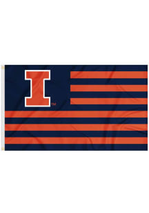 Orange Illinois Fighting Illini Stripe Style Silk Screen Grommet Flag