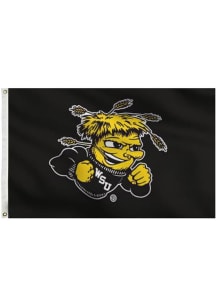 Wichita State Shockers 3x5 Black Grommet Silk Screen Grommet Flag - Black