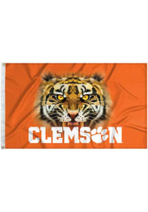 Clemson Tigers Tiger Eye Silk Screen Grommet Flag - Orange