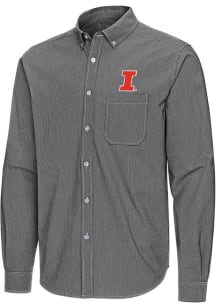 Mens Illinois Fighting Illini Black Antigua Porter Long Sleeve Dress Shirt