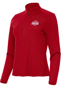 Womens Ohio State Buckeyes Red Antigua 2024 Football National Champions Tribute Qtr Zip