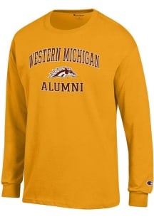 Mens Western Michigan Broncos Gold Champion Logo Alumni Jersey Tee