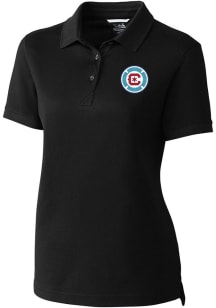 Cutter and Buck Chicago Fire Womens Black Advantage Short Sleeve Polo Shirt