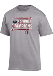 Champion Stanford Cardinal Grey 2025 Womens Rowing National Champions Jersey Short Sleeve T Shirt