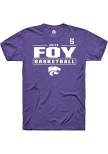 Aniya’ Foy Rally Mens Purple K-State Wildcats NIL Stacked Box Player T Shirt
