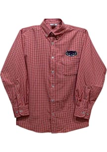 Vive La Fete Florida Atlantic Owls Baby Red Gingham Long Sleeve Polo