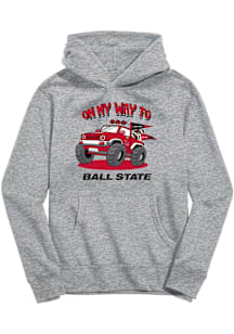 Vive La Fete Ball State Cardinals Toddler Grey On My Way Long Sleeve Hooded Sweatshirt